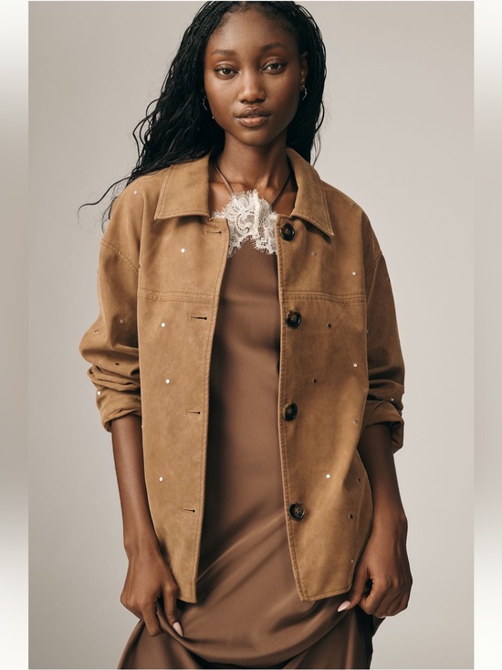 Pilcro Jackets & Blazers - Pilcro Faux-Suede Studded Jacket